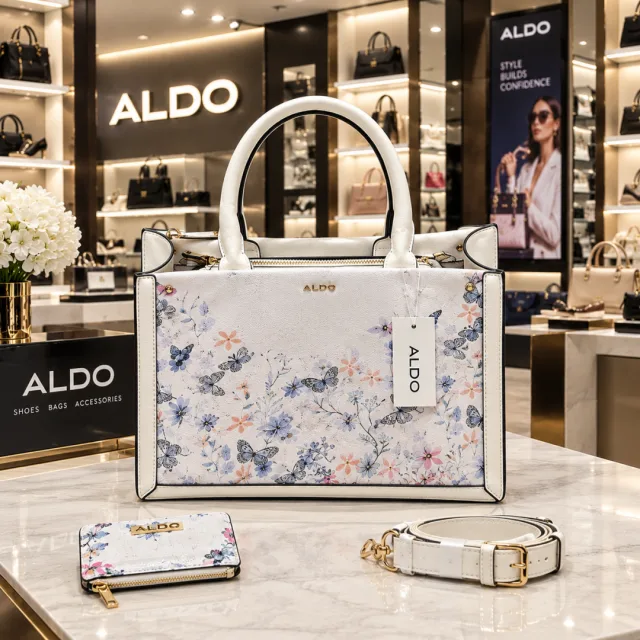 Auldo daspias premium Signature floral Totebag With Small Wallet & Long Strap & Ogbox Tags etc Model no 730