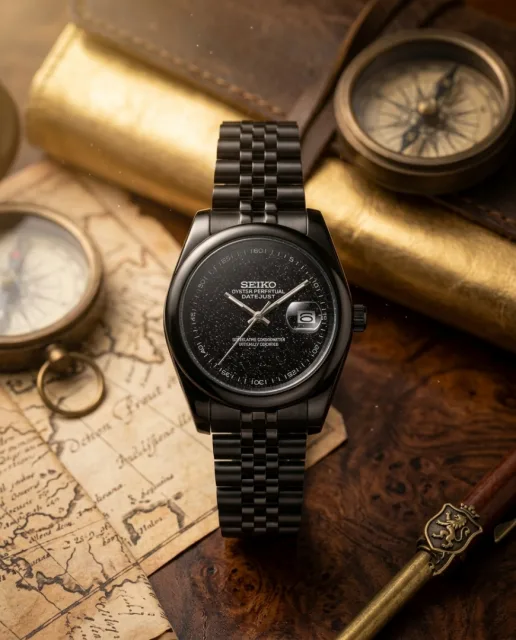 Seiko Galaxy Oyster Perpetual Date Just Full Black
