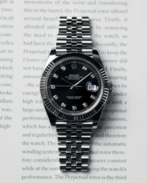 Rolee_x Oyster Perpetual Date Just Diamond Silver-Black-Diamond