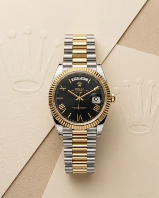 Rolee_x Oyster Perpetual Day Date 40 Battery 2Ton-Gold-Black