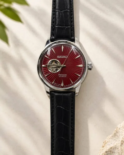 Seiko Presage Automatic Black Silver Red Dial