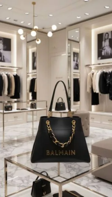 Balman_1945 embellished leather-trimmed cotton-blend jacquard tote with dust cover