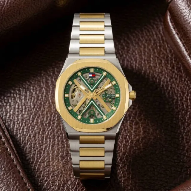 Tommmy Hilfige_r Skeleton Automatic 2Ton-Gold-Green