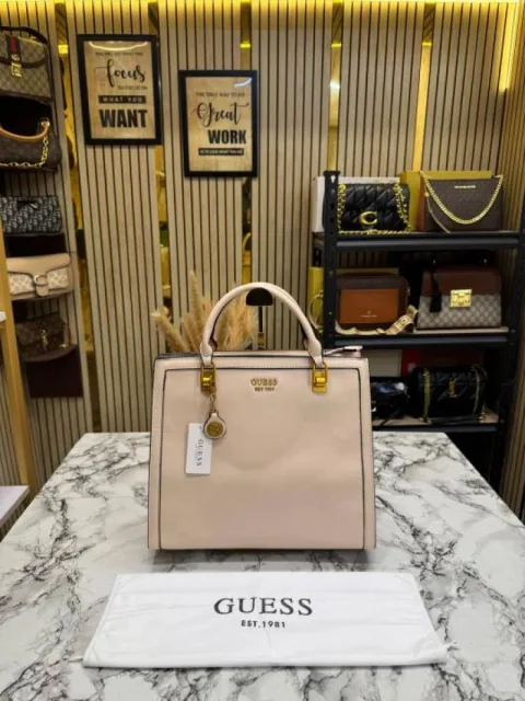 GUESS ELAVATE TOTE WITH DUST BAG PREMIUM QUALITY (CREAM)