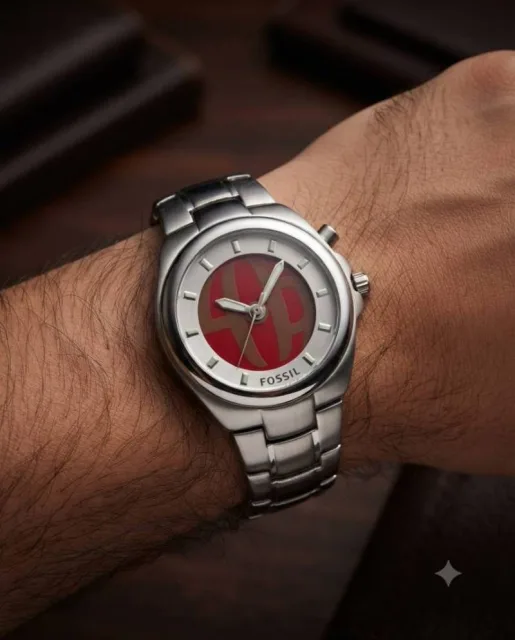 Fosil Digital Round Red-White Dial
