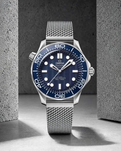 Omegg_a Seamaster Diver 300 Automatic silver blue