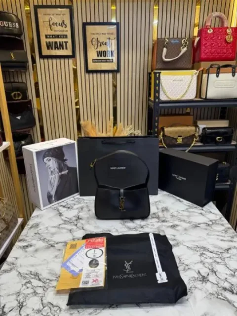 Yves Saint Laurent Hobo Shoulder Bag Premium Quality With Double Og Box And Dust Bag Including Carry Bag (Black-6572)