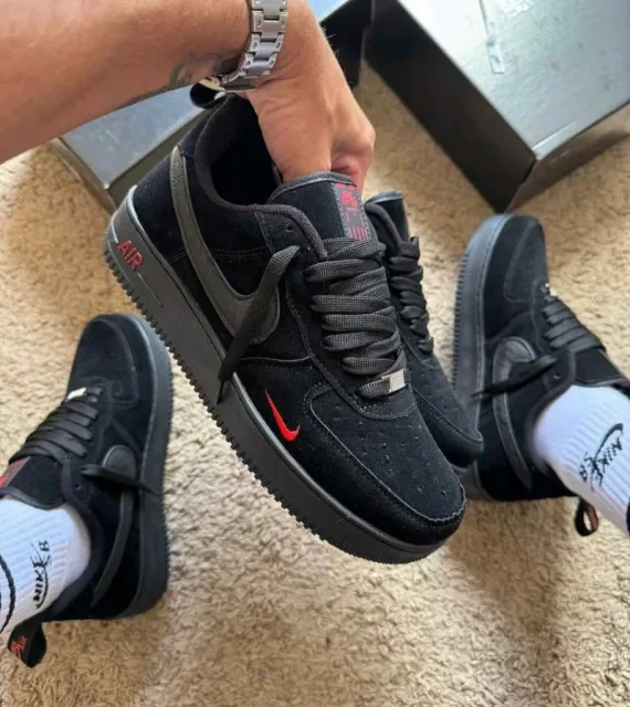 Nikkee Airforce 1 Low Multi Swoosh Black Crimson 1208