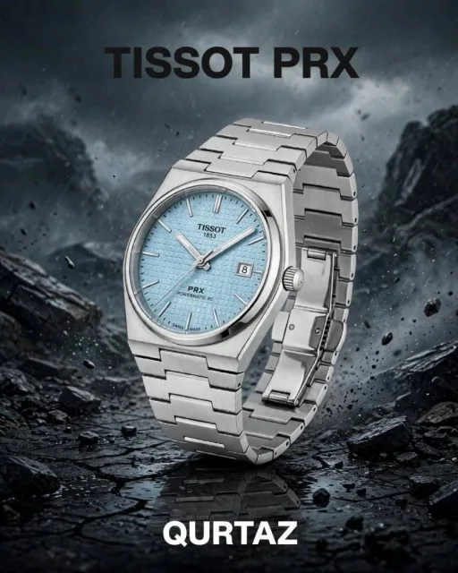 Tissoo_t 1853 Prx Powermatic Quartz silver Sky blue checks