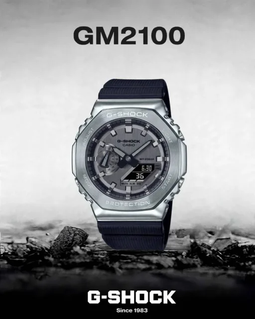 Casio g shock gm2100 black silver Black